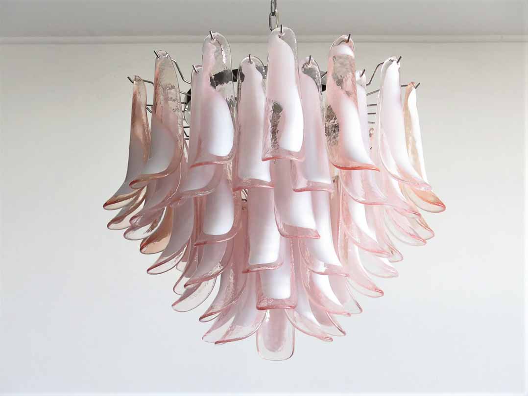 Murano chandelier - 53 petals - Pink