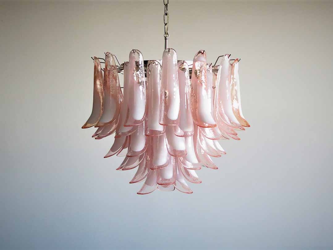 Murano chandelier - 53 petals - Pink