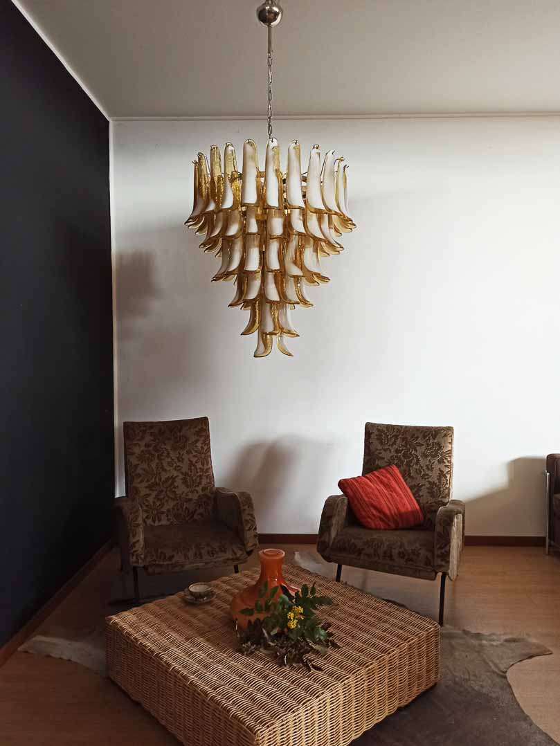 Murano chandelier - 75 petals - Caramel