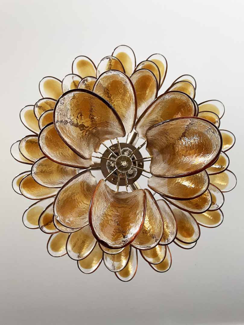 Murano chandelier - 52 petals - Amber