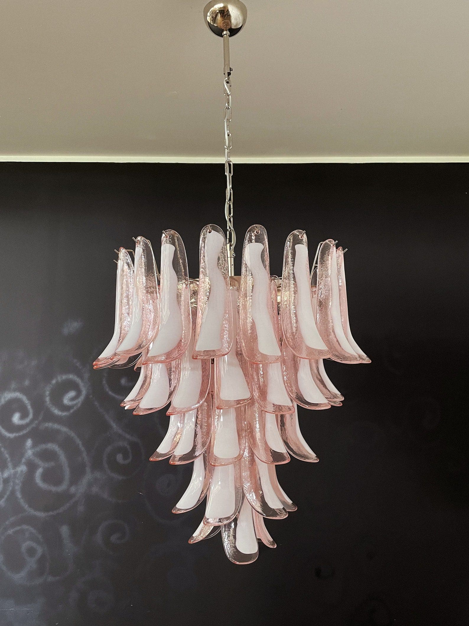 Murano chandelier - 52 petals - Pink