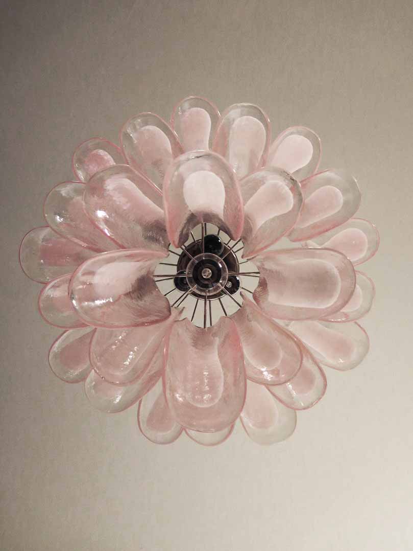 Murano chandelier - 26 petals - Pink