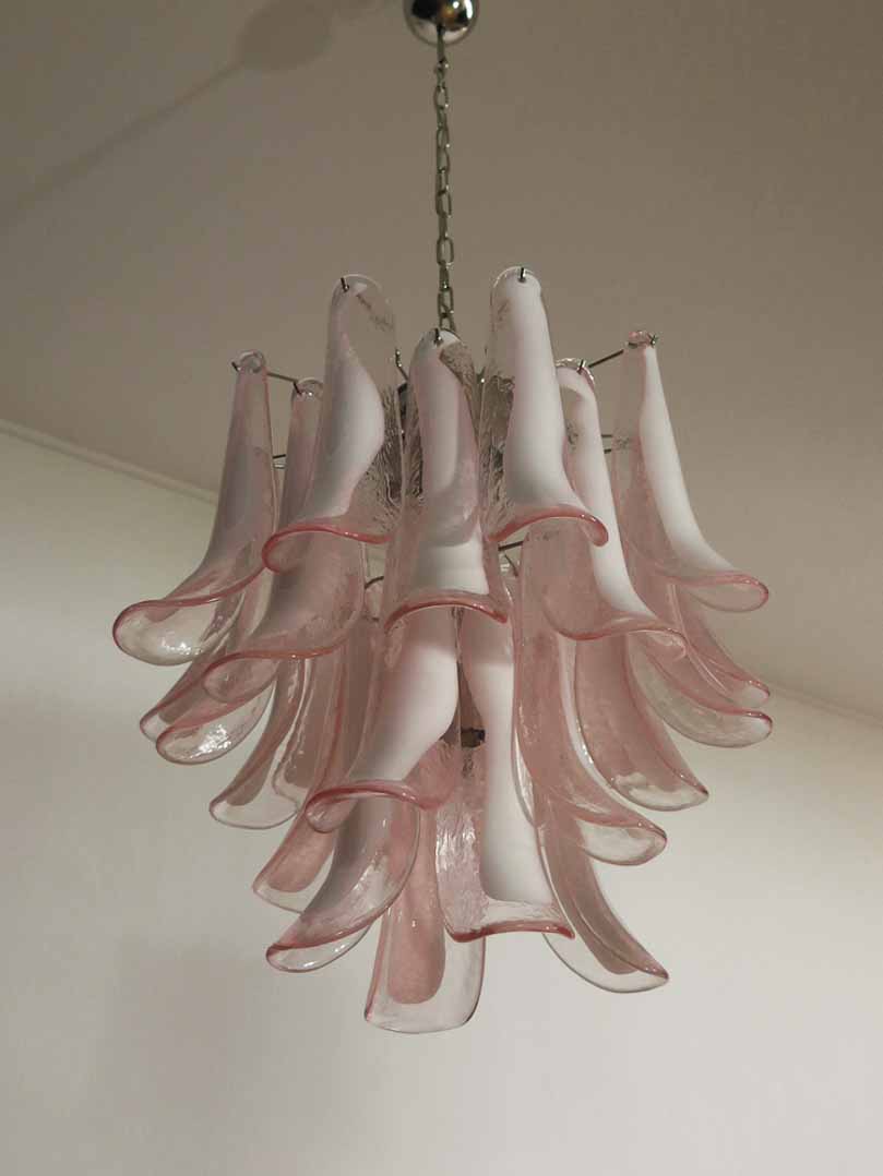 Murano chandelier - 26 petals - Pink