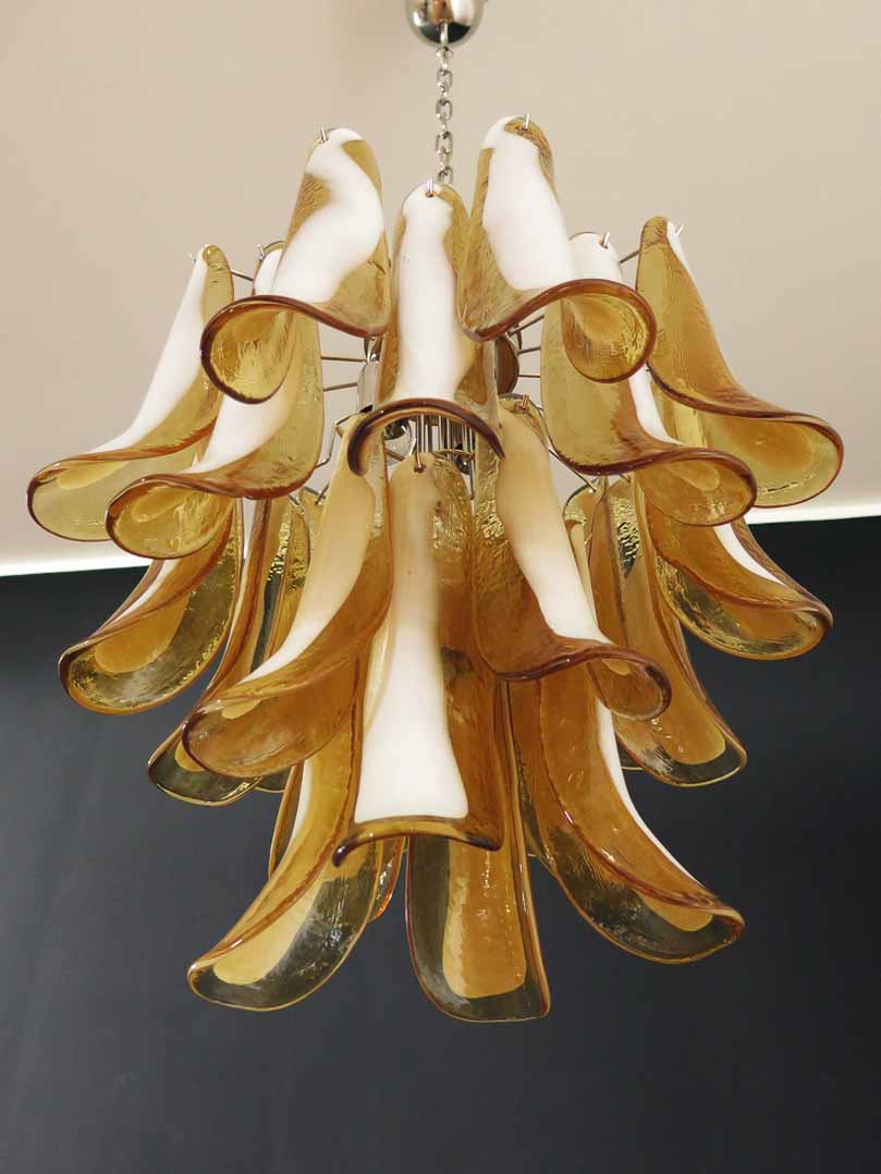 Murano chandelier - 26 petals - Amber