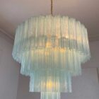 Murano chandelier - 78 tubes - Opal - Shiny gold frame