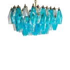 Murano chandelier - Poliedri - 56 glasses - Blue/transparent