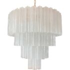 Murano chandelier - 78 tubes - Opal/white - Shiny gold frame