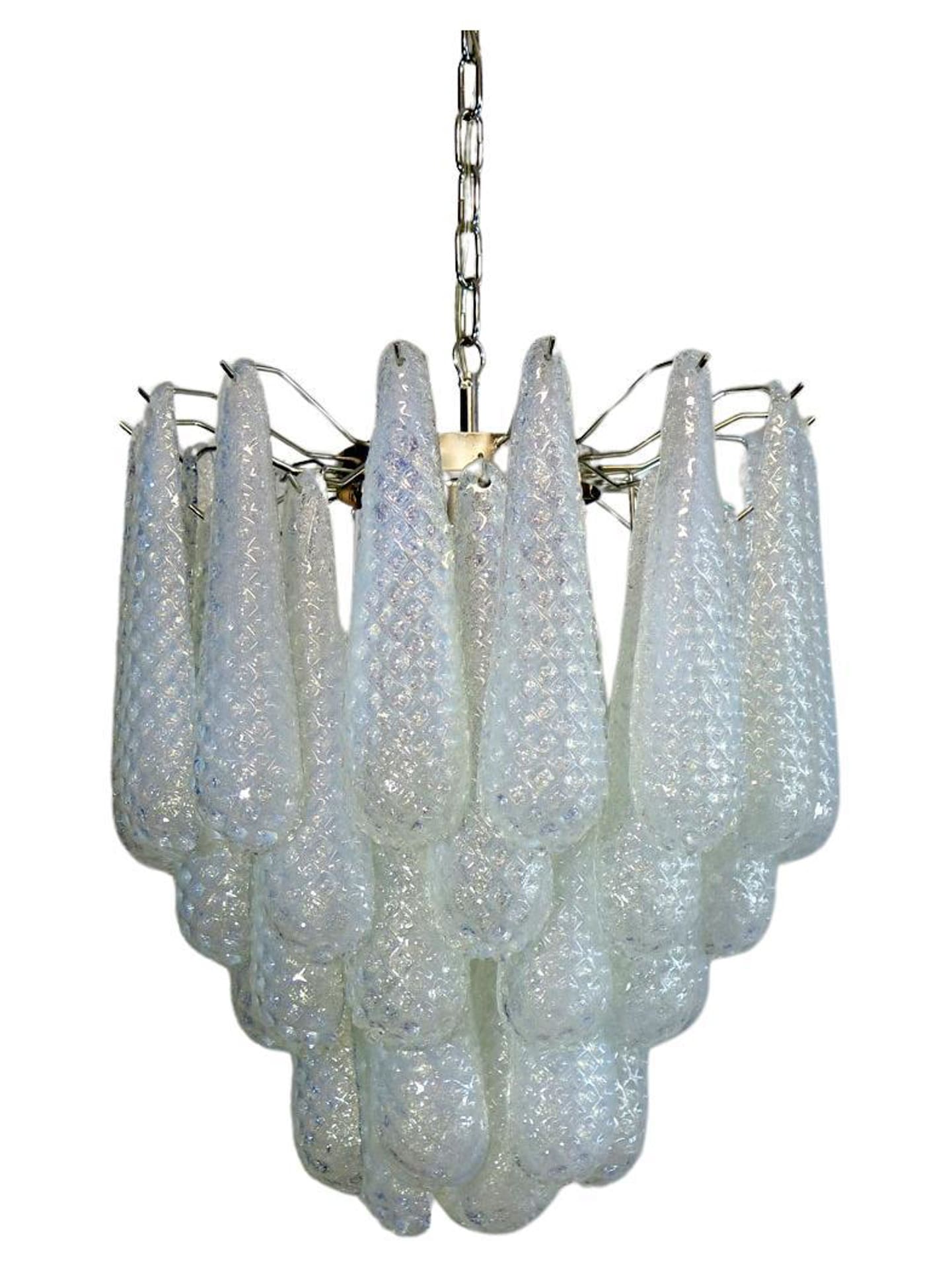 Murano chandelier - Drop - 41 glasses - OPALINO
