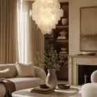 murano disc chandelier hanging in livingroom