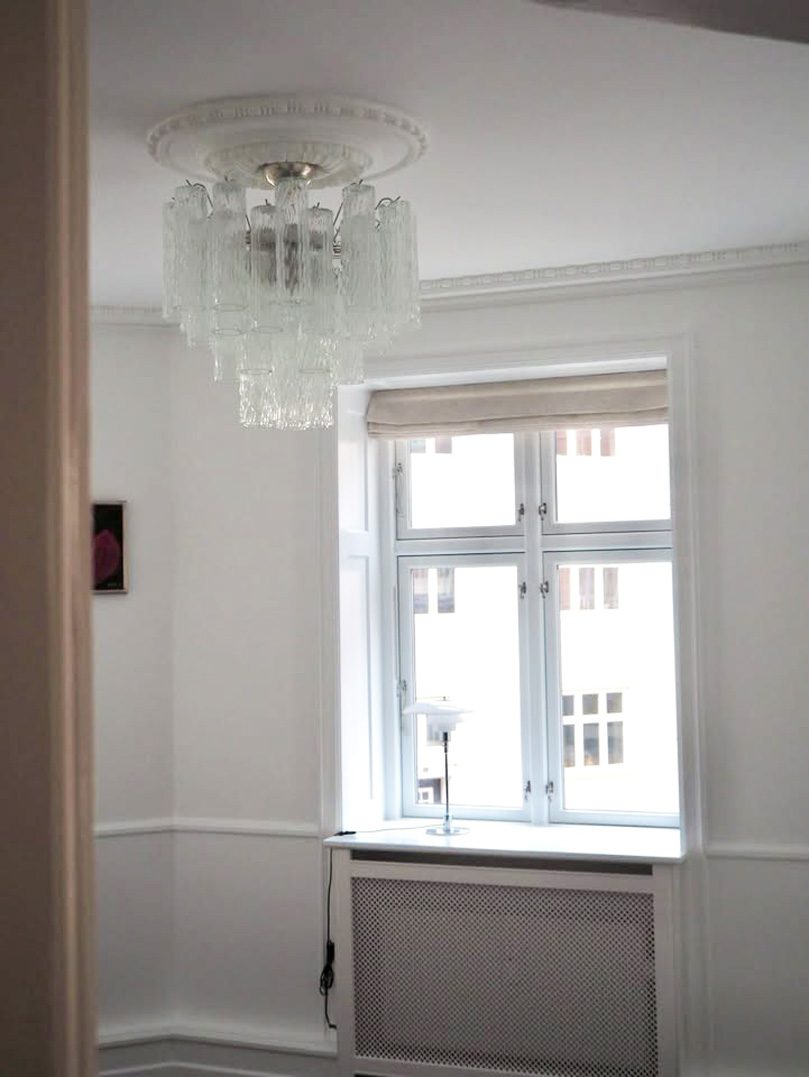 Murano Chandelier - 36 tubes - Transparent - Textured Chrome patinated