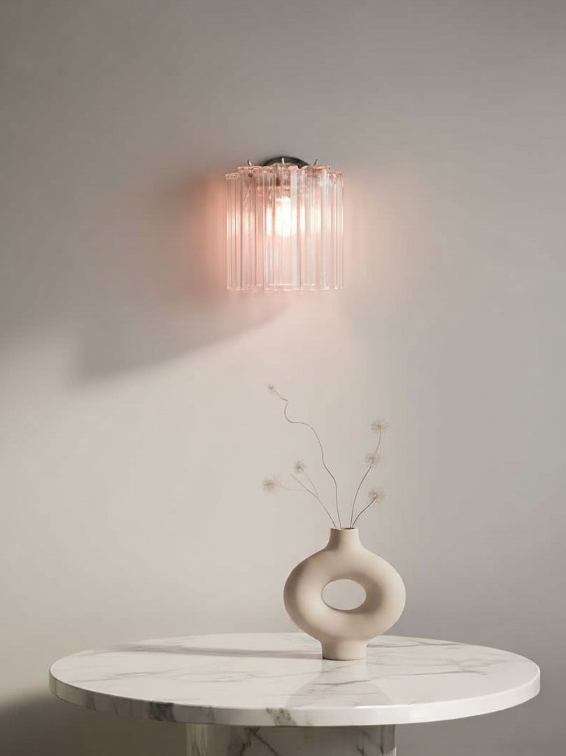 Murano - Wall light - 5 Tubes- Pink Chrome patinated